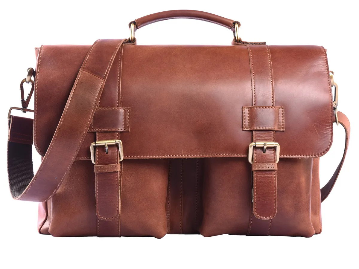 Leather Cognac Briefcase