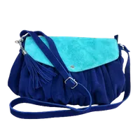 Women Leather Suede Blue Designer Bag