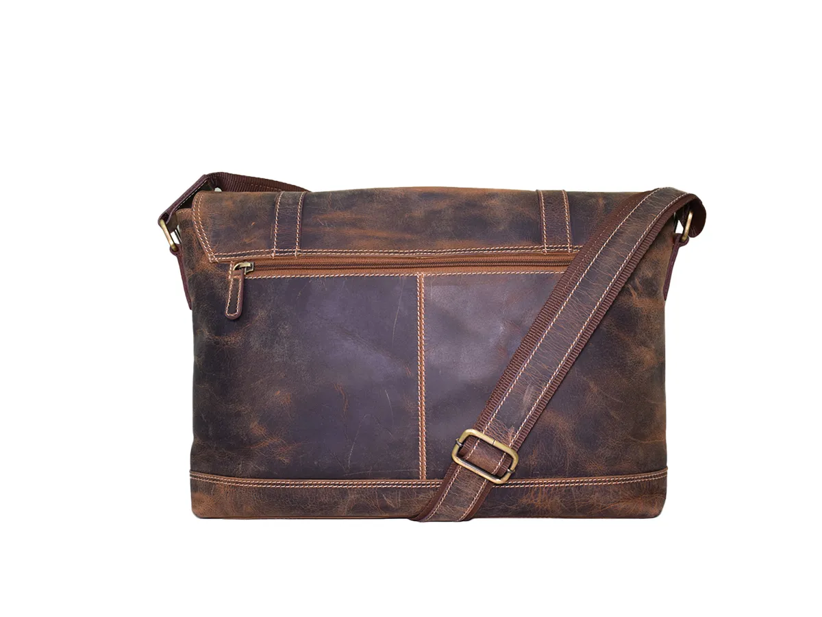Leather Vintage Look Messenger Bag