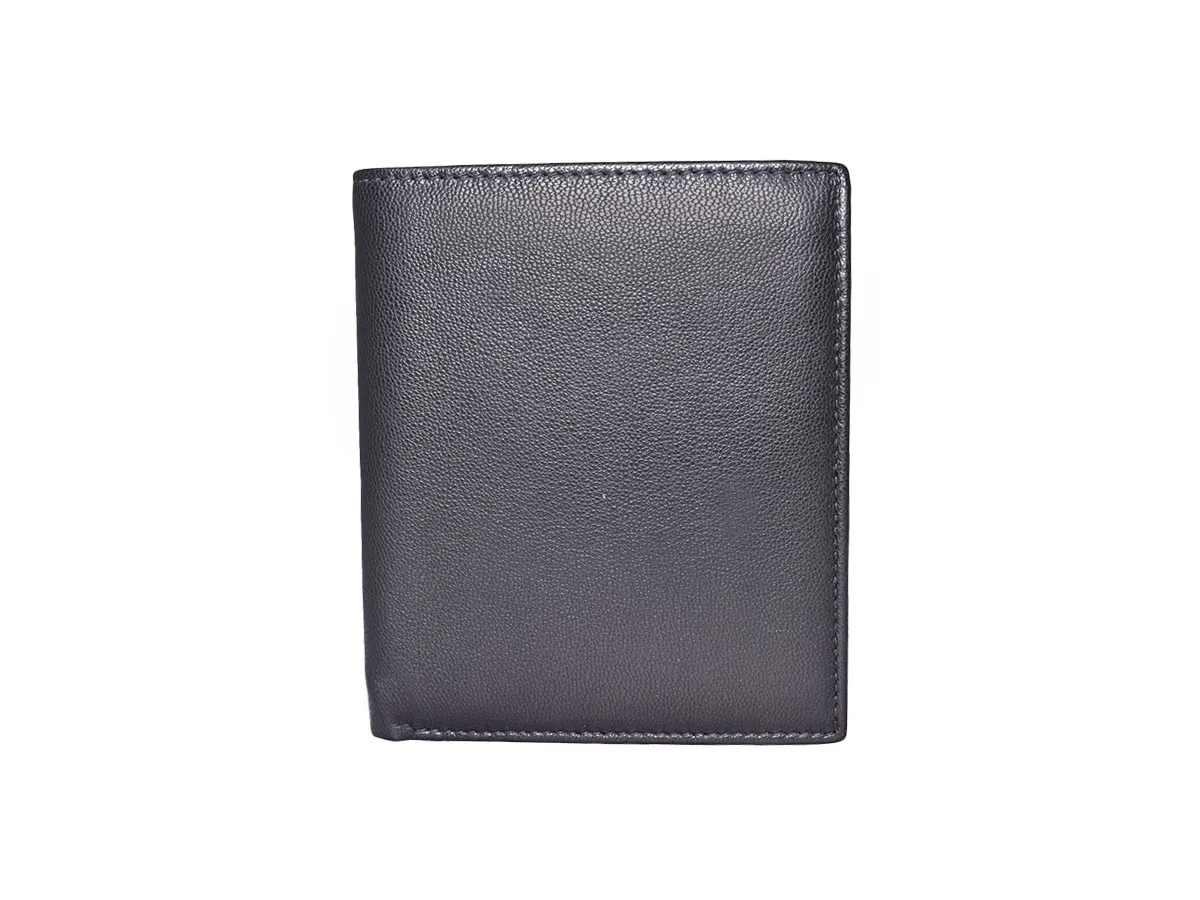 Leather Men Bifold Black Wallet