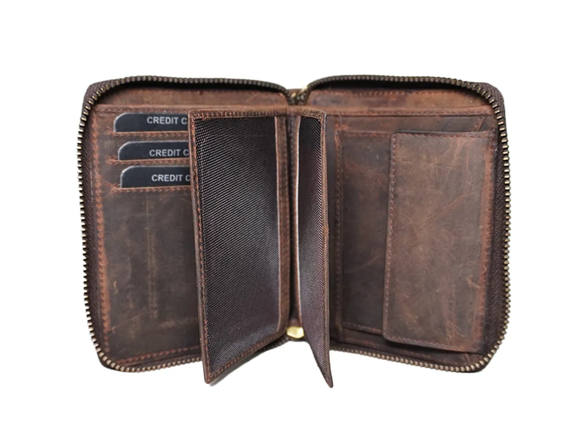 Round Zipper Vintage Men's  Wallet