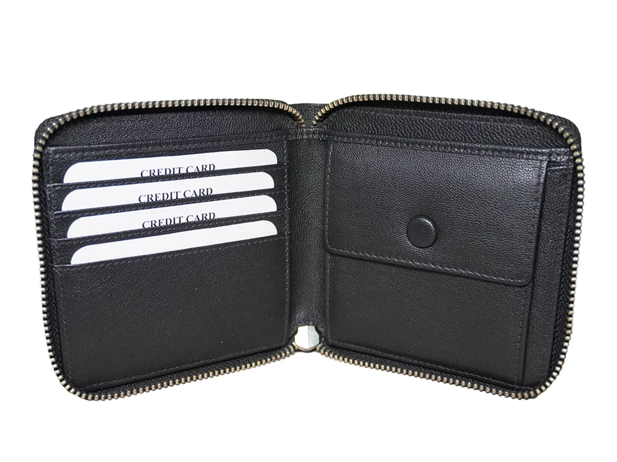 Black Designer Round Zipper Women Wallet
