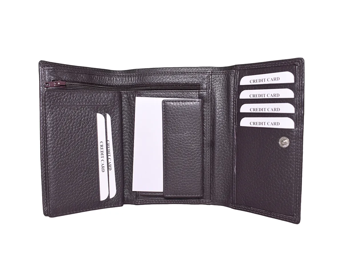 Women Leather Black Bi Fold